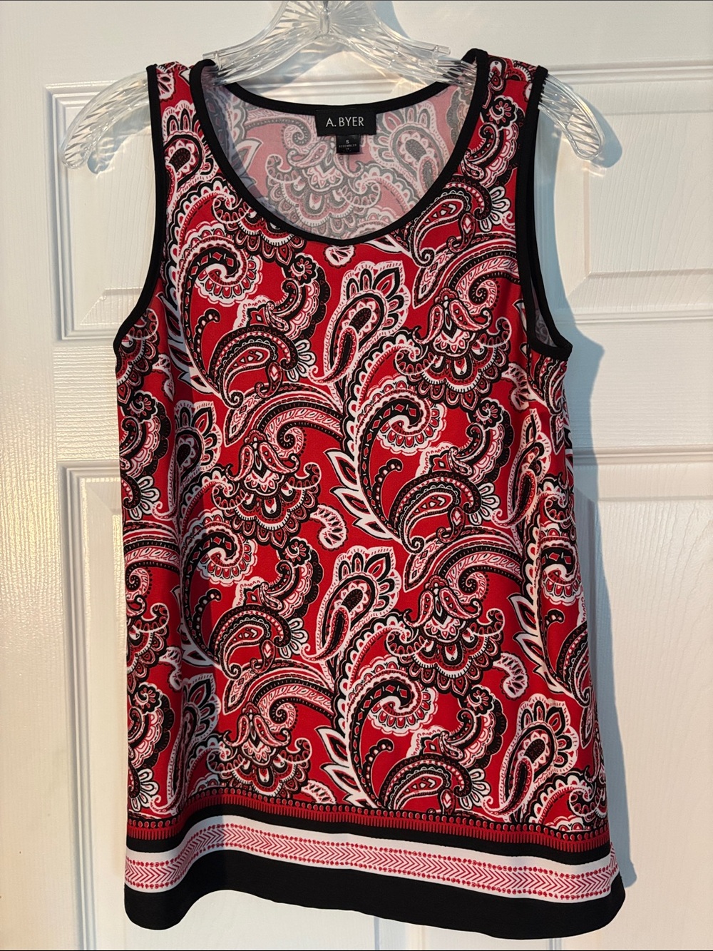 A. Byer Red Paisley Tank with Black Trim